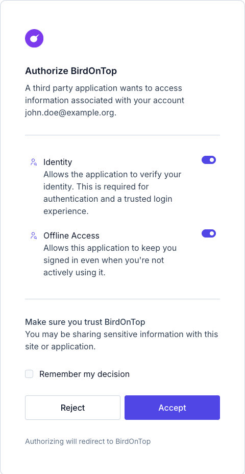 OAuth 2.0 Asking for User Consent